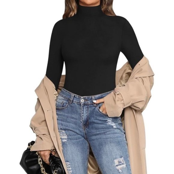 Mangopop Long Sleeve Turtle Neck Bodysuit- size small - Picture 7 of 8